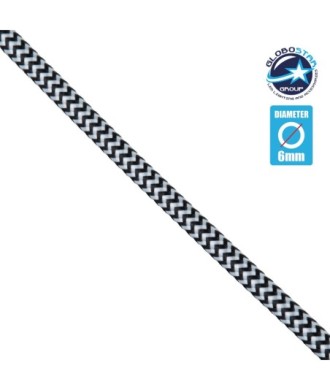 GloboStar® 77613 Στρογγυλό Υφασμάτινο Καλώδιο 1m 2 x 0.75mm² Dublo Άσπρο Μαύρο